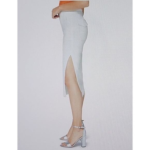Sam Edelman Maribelle White Denim Midi Skirt Raw Hem Side Slit NWT 27 - Picture 2 of 15